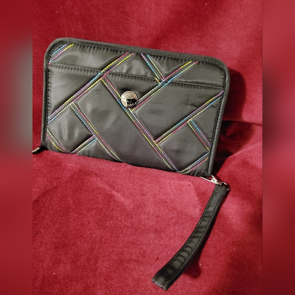 Lug Zeppelin 2 RFID Wristlet Wallet, Black Rainbow Stitch